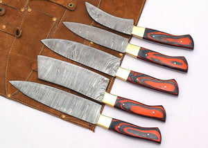 "Handmade Carbon Steel Chef Sets with Exquisite Rosewood Handles – Personalize with Your Logo!"