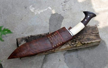 "Hiyenaz Handmade Carbon Steel Hunting Kukri Fighter Knife with Bone Handle"