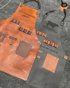 "Premium Handmade Pure Cow Leather Chef Apron with Custom Logo – Limited Stock!"